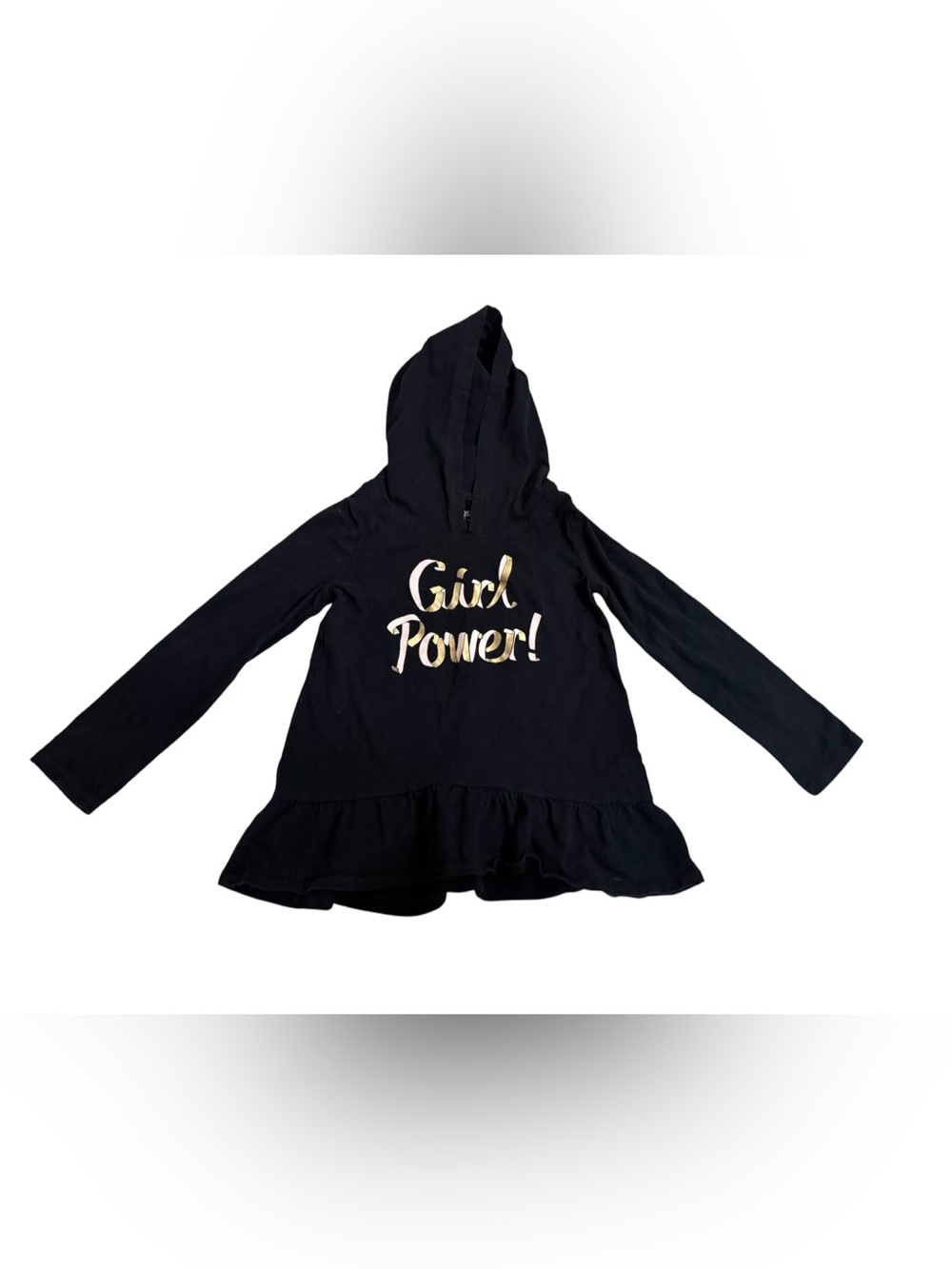Oshkosh Girl Power Black Hooded Teeshirt Girls Size 5T